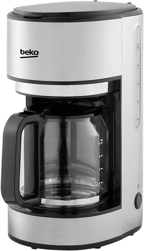 Beko Filter Coffee Machine, 1000W, Carafe Material (Glass), Keep Warm Function, 10 Cup Capacity, Lack of Water Indicator, Cable Storage - CFM6350i